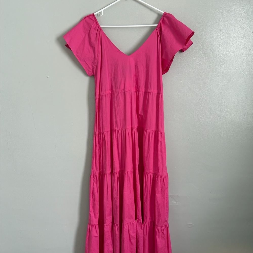 Pink maxi dress with ruffles and stepped skirt - Picture 4 of 11